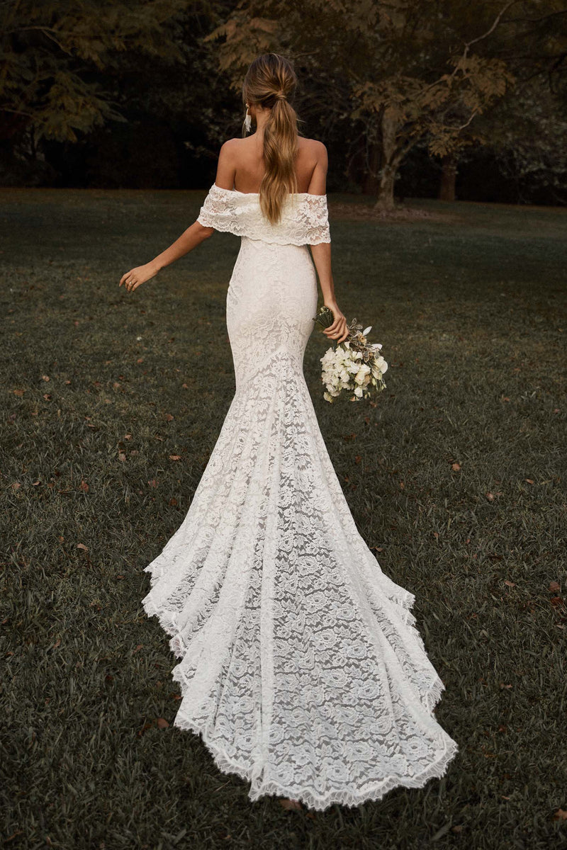 Peaches Pearl Lace Wedding Dress