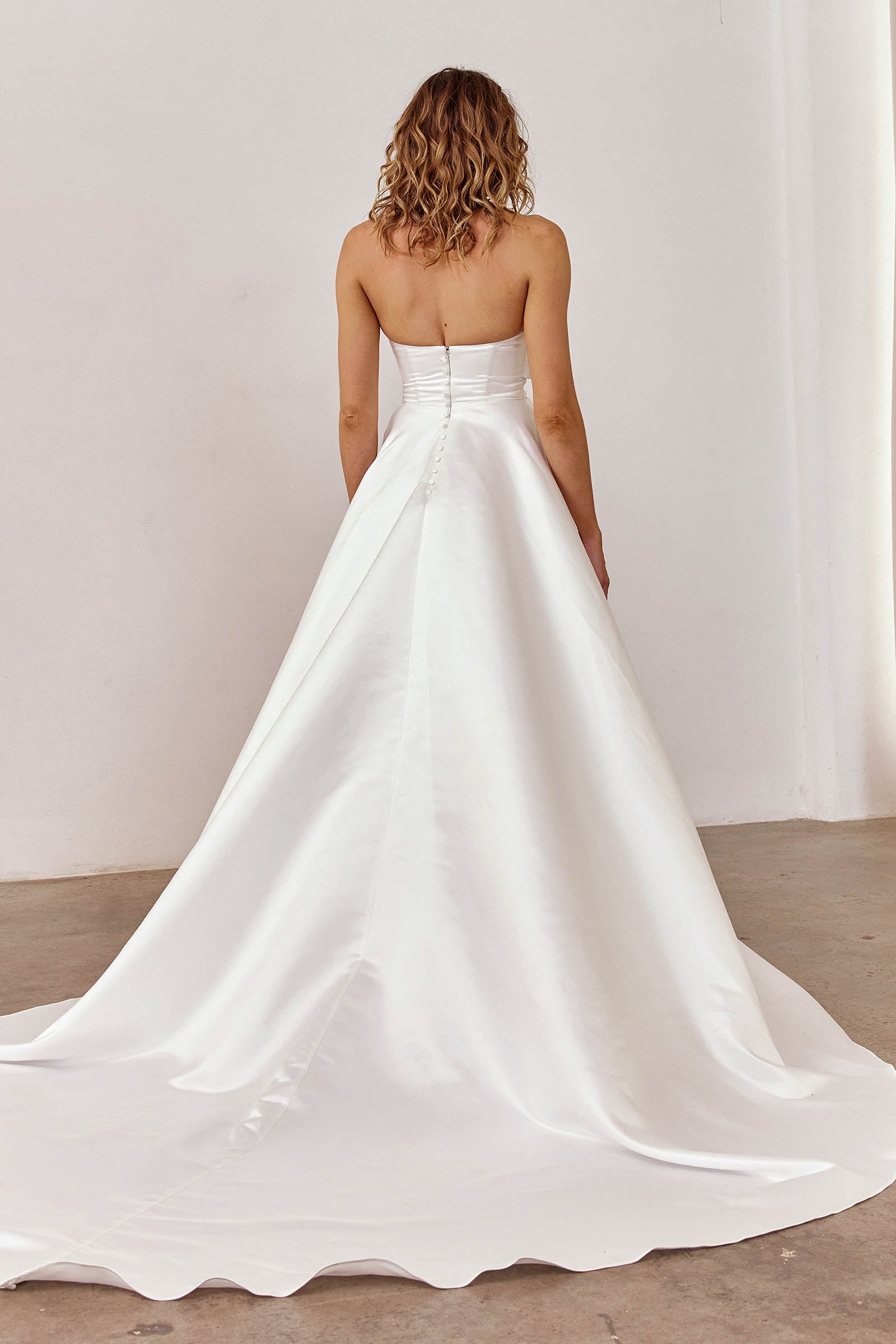 Strapless satin wedding dress_XS_
