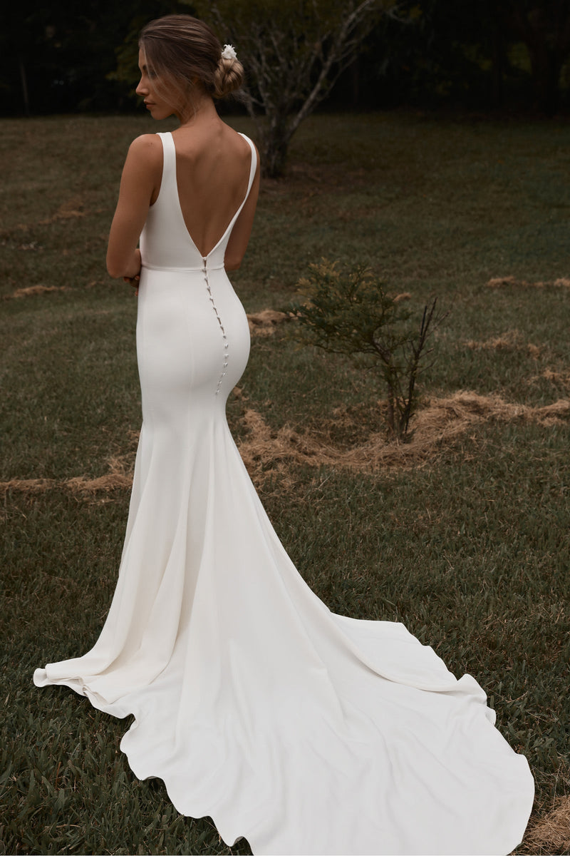 Jones Open Back Crepe Wedding Dress Grace Loves Lace AU