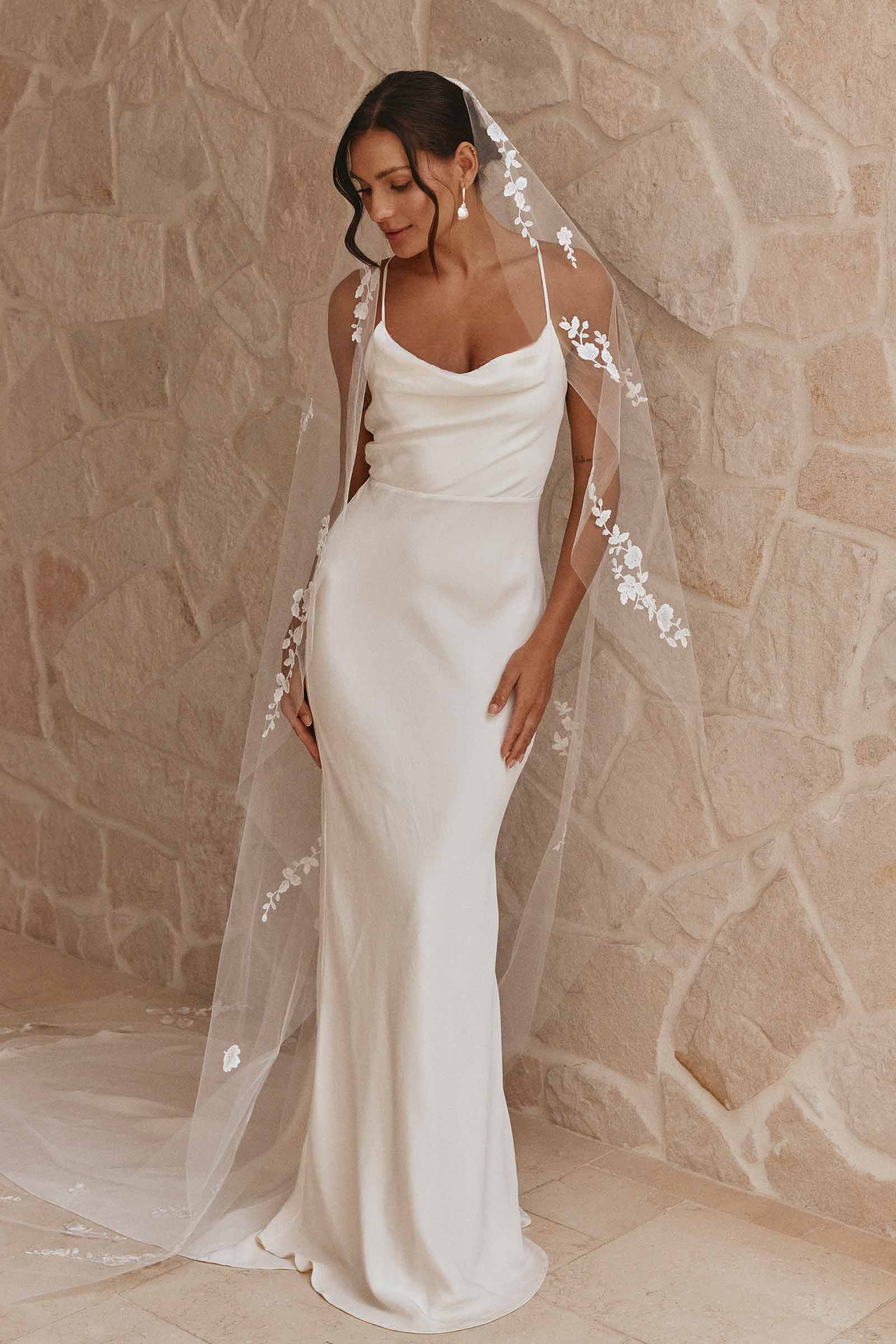 silk crepe de chine wedding dress White Crepe de Chine Silk Wedding Dress
