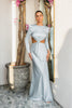 Long Sleeve Blue Bridesmaid Dress