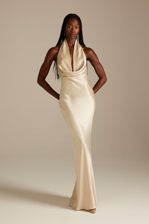 Dillon Halter Champagne Bridesmaid Dress_XS_