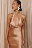 Halter neck rose gold bridesmaid dress_XS_
