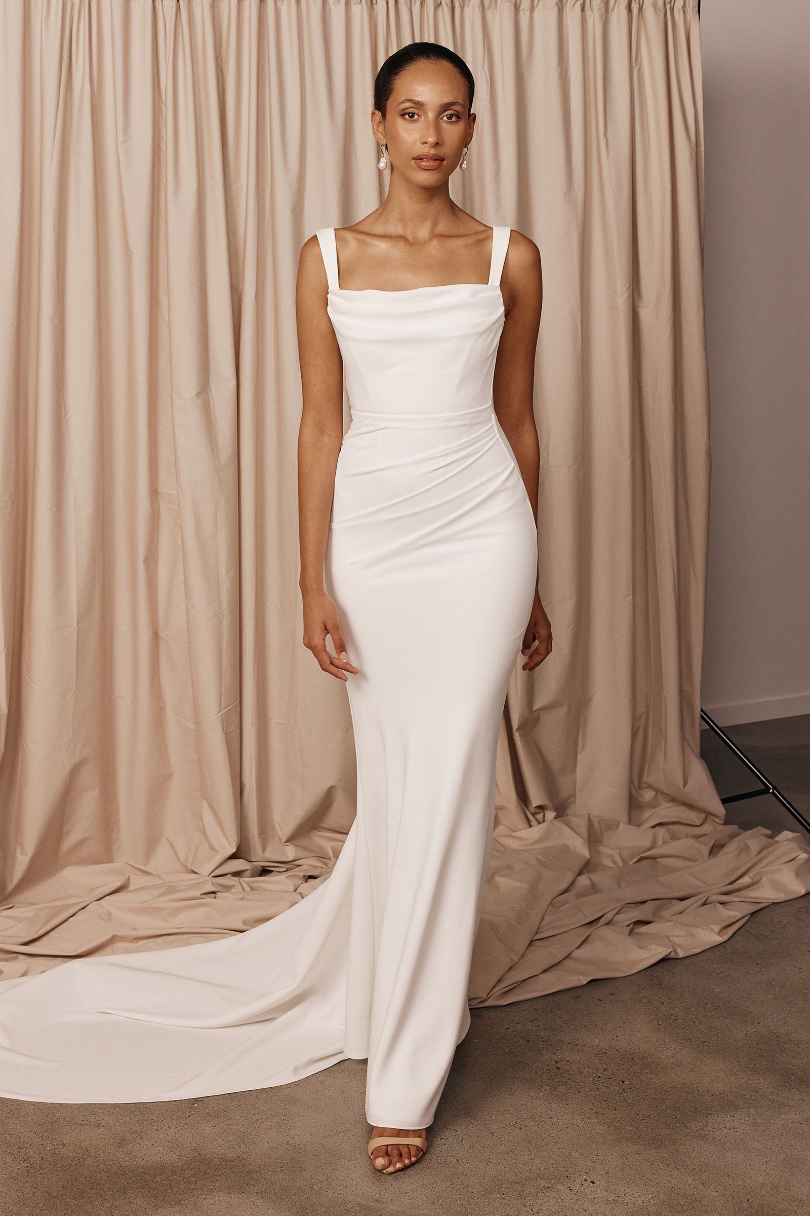 simple corset wedding dresses Corset Bodice Spaghetti Straps A Line Wedding Dress AWD1869