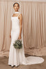 Crepe wedding dress with a bridal neckscarf_XS_