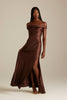 Kai Off the Shoulder Espresso Brown Bridesmaids Dress_XS_