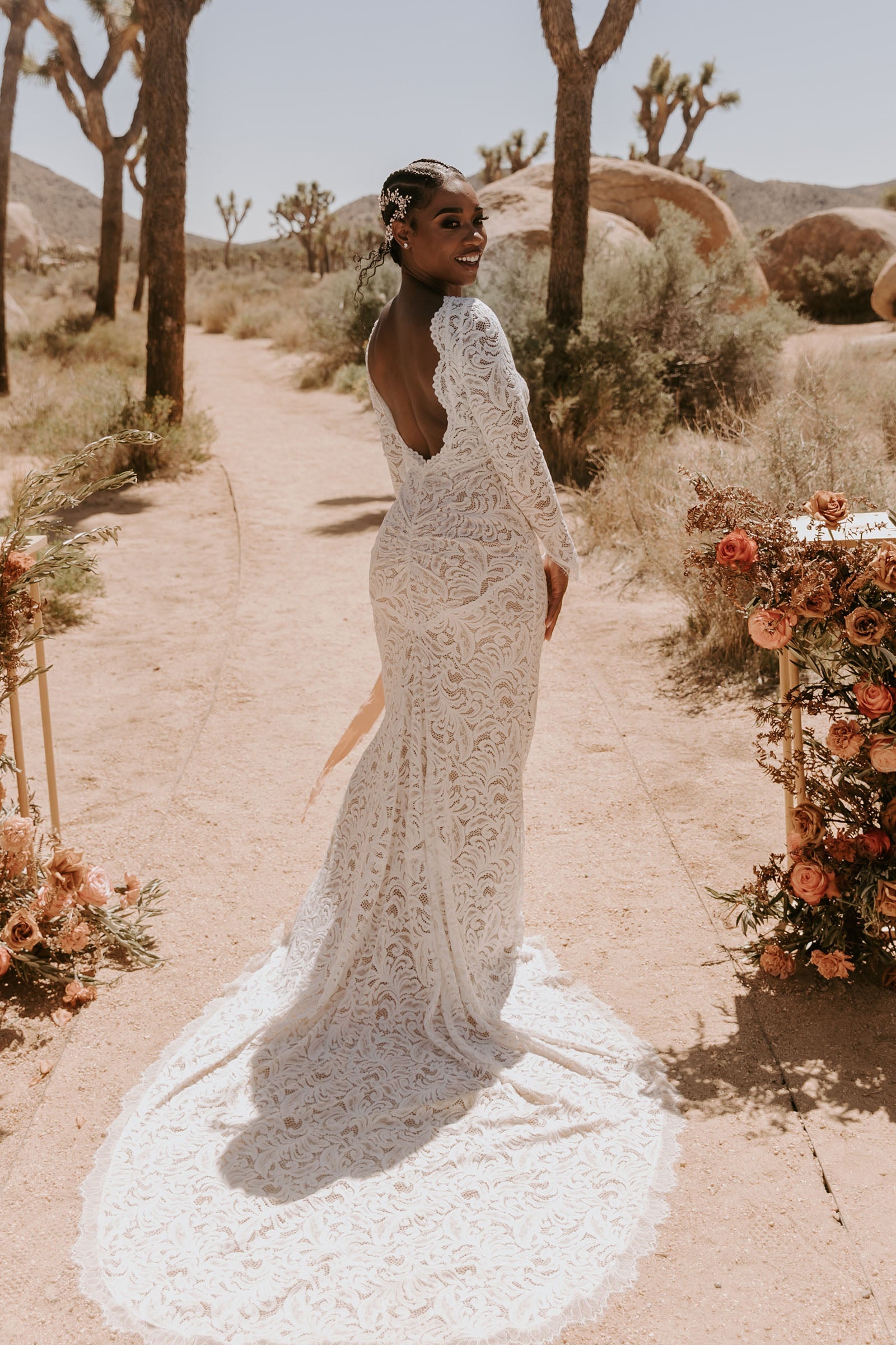 long sleeve wedding dress perth Modest Crepe Long Sleeve Wedding Dress Odetta With Chapel Train 18 US (50 EU) / White