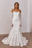 A mermaid lace wedding dress with long sleeves_XS_