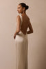 High neck champagne bridesmaids dress