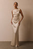 High neck champagne bridesmaids dress