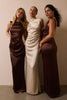 High neck champagne bridesmaids dress