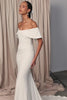 off the shoulder off white wedding dress